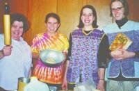 Marylin, Rebecca, Ruhiyyih & me making pies at Thanksgiving picture pie makers